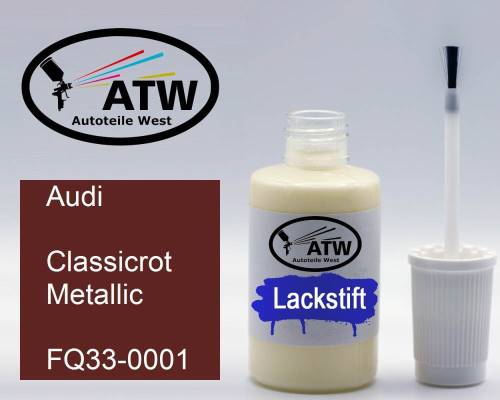 Audi, Classicrot Metallic, FQ33-0001: 20ml Lackstift, von ATW Autoteile West.